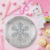 Snowflake van de feestdag met zilver Glitter Papieren Bordje (Feest)