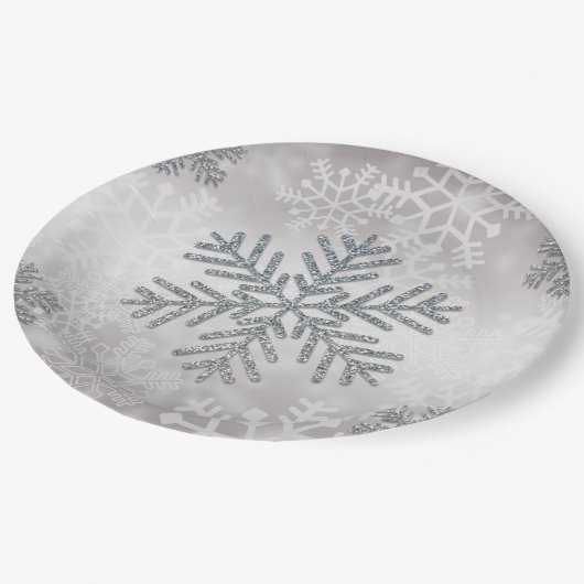 Snowflake van de feestdag met zilver Glitter Papieren Bordje (Gekanteld)