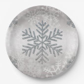 Snowflake van de feestdag met zilver Glitter Papieren Bordje (Voorkant)