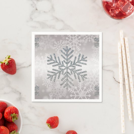 Snowflake van de feestdag met zilver Glitter Servetten (Insitu)