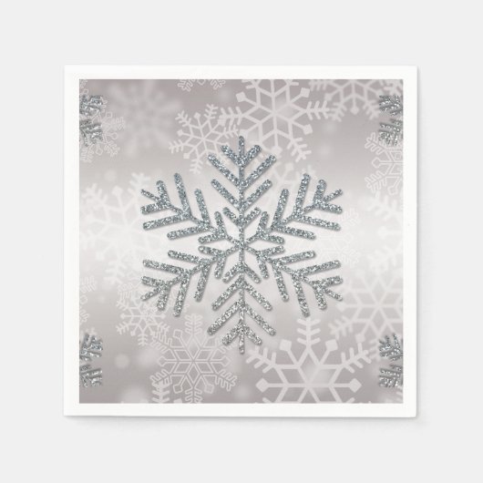 Snowflake van de feestdag met zilver Glitter Servetten (Voorkant)
