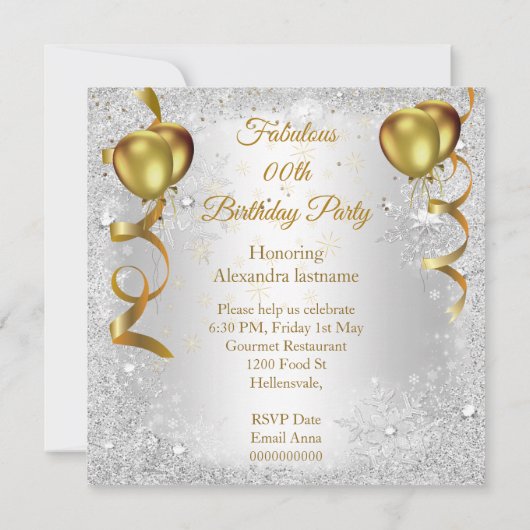 Snowflake van de goudballonvaars kaart (Achterkant)