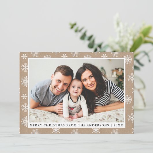 Snowflake van de kerstfamilie feestdagenkaart (Staand voorkant)