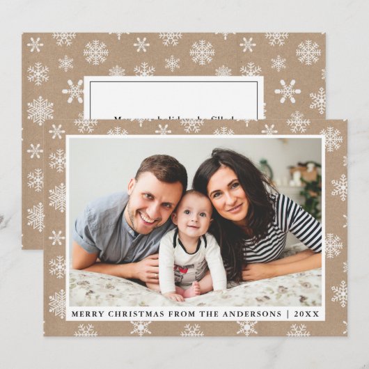 Snowflake van de kerstfamilie feestdagenkaart (Voorkant / Achterkant)