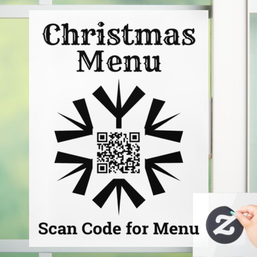Snowflake van het kerstmenu met QR-code Raamsticker (Huis)