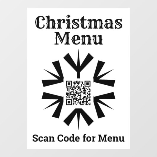 Snowflake van het kerstmenu met QR-code Raamsticker (Vel)