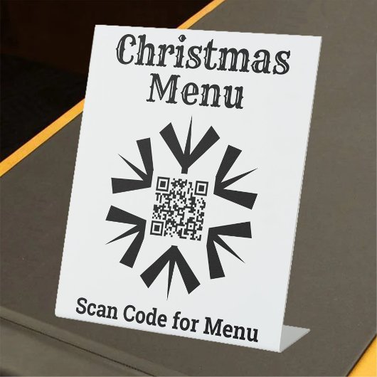 Snowflake van het kerstmenu met QR-code Reclamebord Met Voetstuk