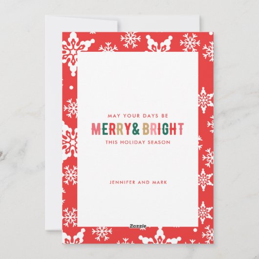 Snowflake van Merry Bright Couple met Kerstmis Feestdagenkaart (Achterkant)