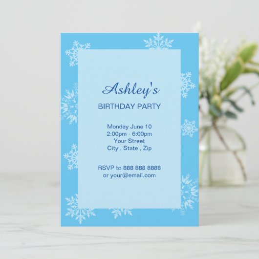 Snowflake verjaardagsuitnodiging kaart (Staand voorkant)