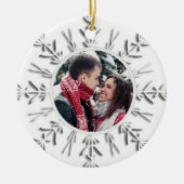 Snowflake Verloving Foto Keramisch Ornament (Voorkant)