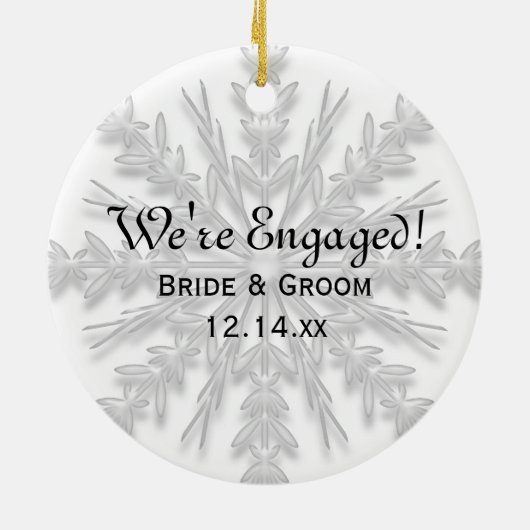 Snowflake Verloving Foto Ornament (Achterkant)