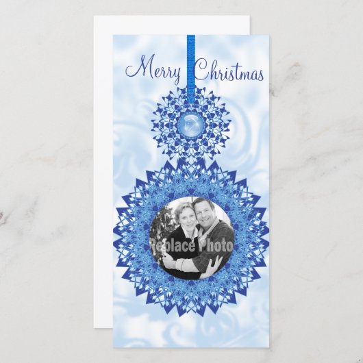 Snowflake-versiefamentfoto van Merry Kerstmis Feestdagenkaart (Voorkant / Achterkant)