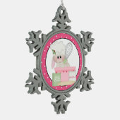 Snowflake-versiering van Bunny-kerstpinda's Tin Sneeuwvlok Ornament (Links)