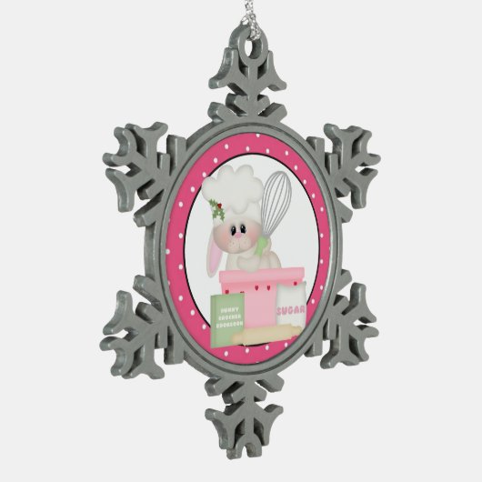 Snowflake-versiering van Bunny-kerstpinda's Tin Sneeuwvlok Ornament (Links)