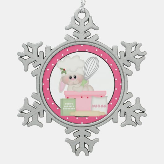 Snowflake-versiering van Bunny-kerstpinda's Tin Sneeuwvlok Ornament (Voorkant)