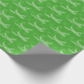 Snowflake vliegtuig op groen - cadeaupapier (Hoek)