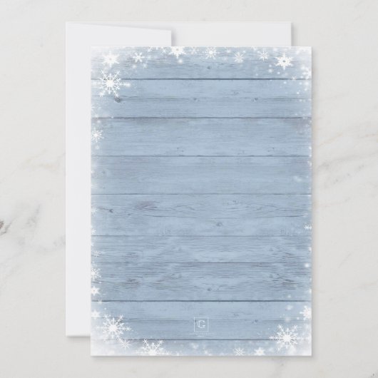 Snowflake Vrijgezellenfeest, Rustic Winter Bridal Kaart (Achterkant)