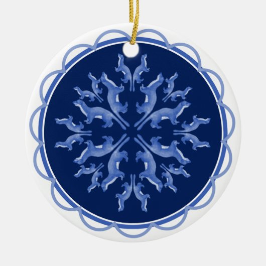 Snowflake Weasel-Ornament Keramisch Ornament (Voorkant)