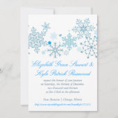 Snowflake Wedding Invitation (Malibu Silver) Kaart (Voorkant)