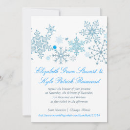 Snowflake Wedding Invitation (Malibu Silver) Kaart