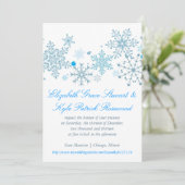 Snowflake Wedding Invitation (Malibu Silver) Kaart (Staand voorkant)