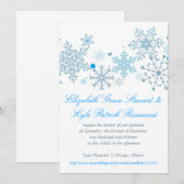 Snowflake Wedding Invitation (Malibu Silver) Kaart (Voorkant / Achterkant)