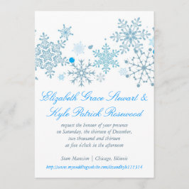 Snowflake Wedding Invitation (Malibu Silver) Kaart