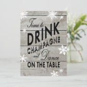 Snowflake Wedding nodigt tijd uit om Champagne te  Kaart (Staand voorkant)
