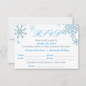 Snowflake Wedding RSVP-kaart (Malibu Silver) RSVP Kaartje (Voorkant)