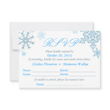 Snowflake Wedding RSVP-kaart (Malibu Silver)