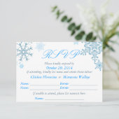 Snowflake Wedding RSVP-kaart (Malibu Silver) RSVP Kaartje (Staand voorkant)