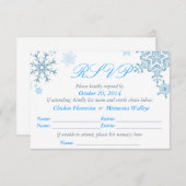 Snowflake Wedding RSVP-kaart (Malibu Silver) RSVP Kaartje (Voorkant / Achterkant)