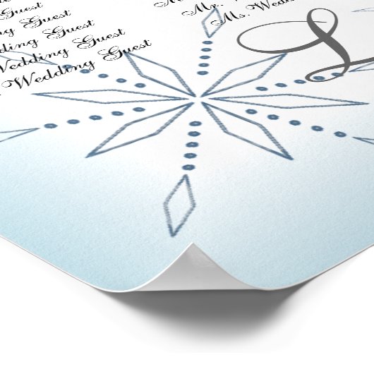 Snowflake Wedding Seating Chart Ice Blue Poster (Hoek)