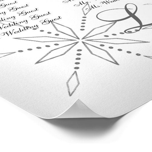 Snowflake Wedding Seating Chart Silver Grey Poster (Hoek)