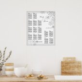 Snowflake Wedding Seating Chart Silver Grey Poster (Keuken)