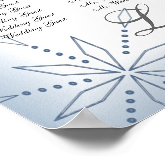 Snowflake Wedding Seding Chart Blue Poster (Hoek)