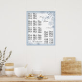 Snowflake Wedding Seding Chart Blue Poster (Keuken)
