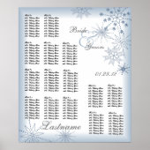 Snowflake Wedding Seding Chart Blue Poster (Voorkant)