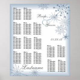Snowflake Wedding Seding Chart Blue Poster
