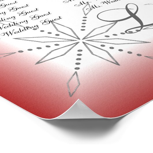 Snowflake Wedding Seding Chart Red Poster (Hoek)