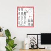 Snowflake Wedding Seding Chart Red Poster (Thuiskantoor)
