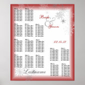 Snowflake Wedding Seding Chart Red Poster (Voorkant)