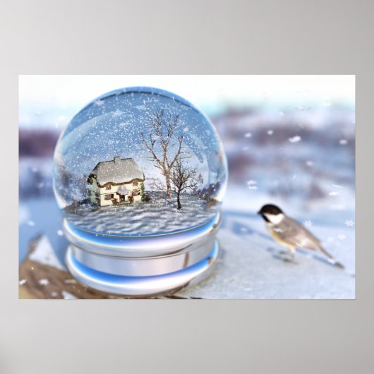 Snowflake Wereldbol afdrukken Poster (Voorkant)