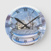 Snowflake Wereldbol Clock Ronde Klok (Voorkant)
