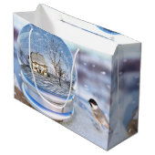 Snowflake Wereldbol Gift Bag Large Cadeautasje (Voorkant Gekanteld)
