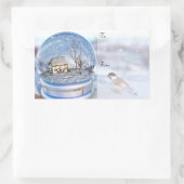Snowflake Wereldbol kerstcadeaulabels Rechthoekige Sticker (Tas)