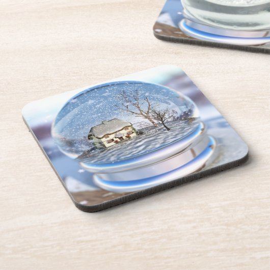 Snowflake Wereldbol Kork Onderzetters (Linkerzijde)