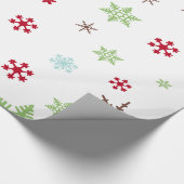 Snowflake Whimsy in rood, groen, blauw en bruin Cadeaupapier (Hoek)