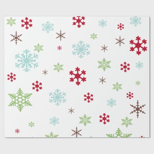 Snowflake Whimsy in rood, groen, blauw en bruin Cadeaupapier (Vlak)