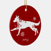 Snowflake White German Shepherd Dog Keramisch Ornament (Rechts)